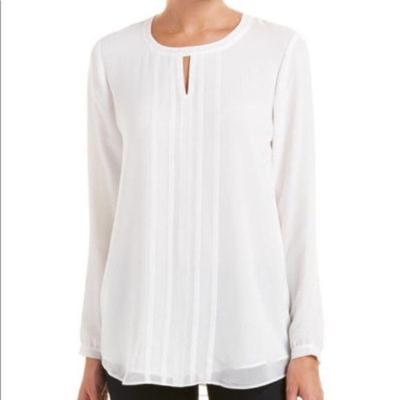 CAbi Tops - CAbi | Lined Entice Ivory Keyhole Pleat Blouse